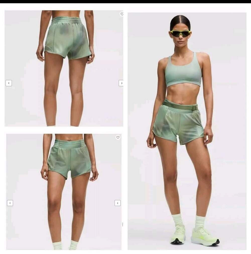 Lululemon Hotty Hot HR Short 4" *Lined in Chroma Drift Green Palm Court Size 2